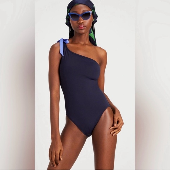 kate spade Other - Kate Spade One-Shoulder Navy Blue Swimsuit